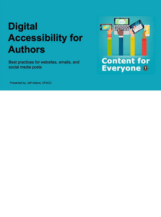 Digital Accessibility for Authors Course (Saturday, June 8 @ 11am ET)