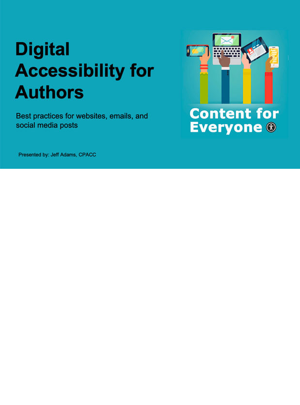 Digital Accessibility for Authors Course (Saturday, June 8 @ 11am ET)
